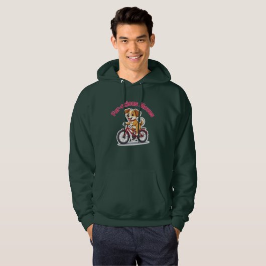 **Funny Cycling Dog – Cute Dog Riding a Bicycle Il Hoodie (Voorkant volledig)