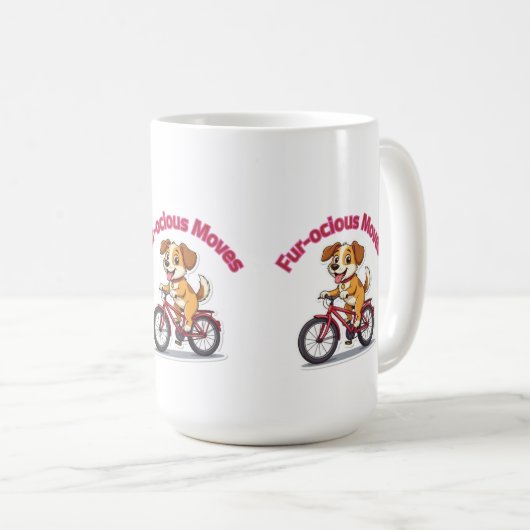 **Funny Cycling Dog – Cute Dog Riding a Bicycle Il Koffiemok (Voorkant rechts)