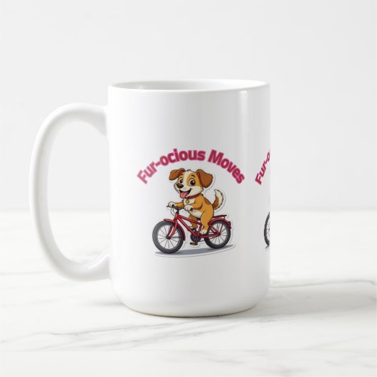 **Funny Cycling Dog – Cute Dog Riding a Bicycle Il Koffiemok (Links)