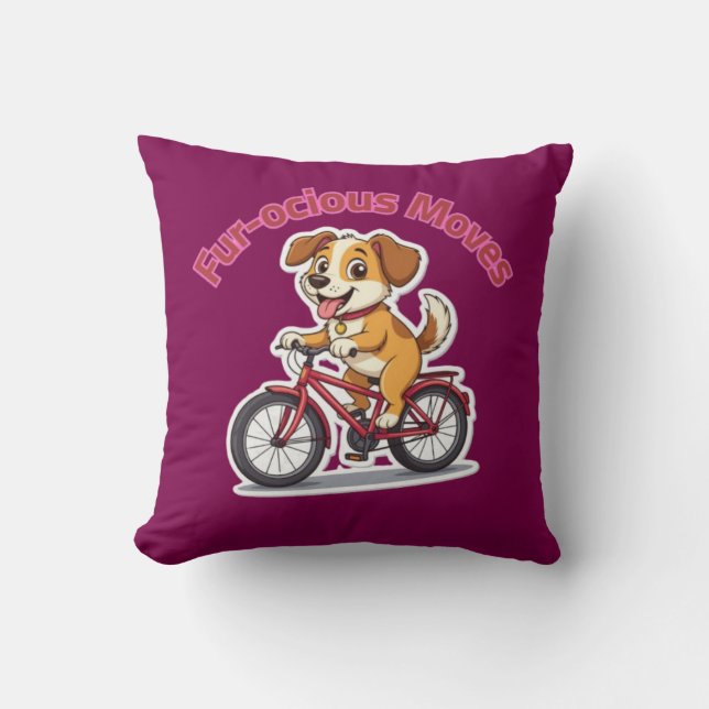 **Funny Cycling Dog – Cute Dog Riding a Bicycle Il Kussen (Voorkant)