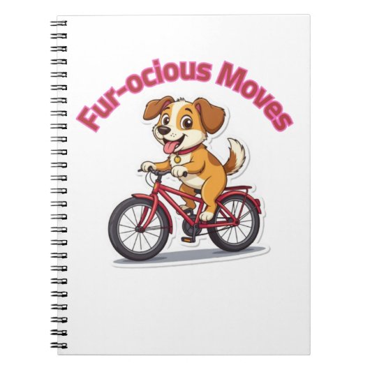 **Funny Cycling Dog – Cute Dog Riding a Bicycle Il Notitieboek (Voorkant)
