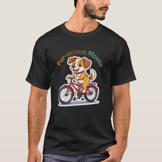 **Funny Cycling Dog – Cute Dog Riding a Bicycle Il T-shirt (Voorkant)