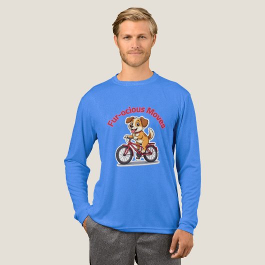 **Funny Cycling Dog – Cute Dog Riding a Bicycle Il Tri-Blend Shirt (Voorkant)