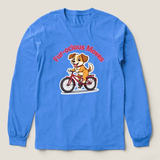 **Funny Cycling Dog – Cute Dog Riding a Bicycle Il Tri-Blend Shirt (Voorkant)