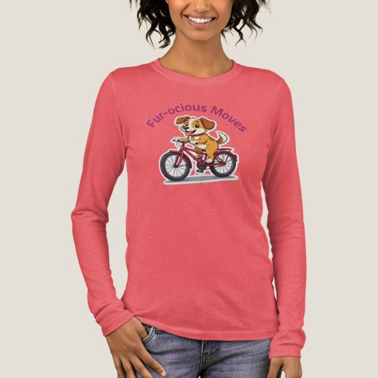 **Funny Cycling Dog – Cute Dog Riding a Bicycle Il Tri-Blend Shirt (Voorkant)