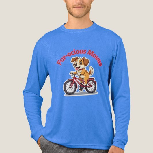 **Funny Cycling Dog – Cute Dog Riding a Bicycle Il Tri-Blend Shirt (Voorkant volledig)