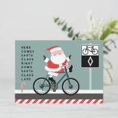Funny Cycling Kerstmis Kaarten (Staand voorkant)