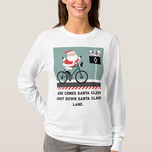 Funny Cycling Kerstmis T-Shirt (Voorkant)