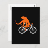 Funny Cycling - Octopus Riding Bicycle Briefkaart (Voorkant / Achterkant)
