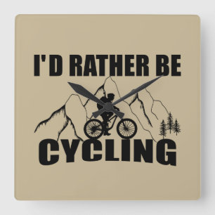 Funny cycling quote vierkante klok