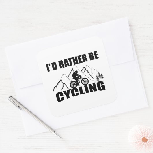 Funny cycling quote vierkante sticker (Envelop)