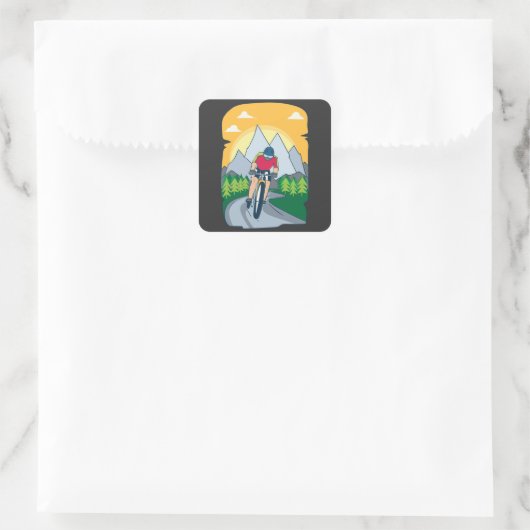 Funny Cycling Vierkante Sticker (Tas)