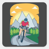 Funny Cycling Vierkante Sticker (Voorkant)