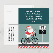 Funny Cyclist Biking met kerstkaart Feestdagenkaart (Voorkant / Achterkant)