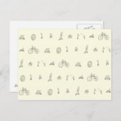 Funny Cyclists Riding Quirky Bicycles Tekening Art Briefkaart (Voorkant / Achterkant)