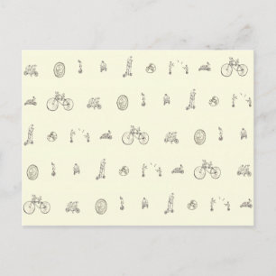 Funny Cyclists Riding Quirky Bicycles Tekening Art Briefkaart
