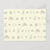 Funny Cyclists Riding Quirky Bicycles Tekening Art Briefkaart (Voorkant)