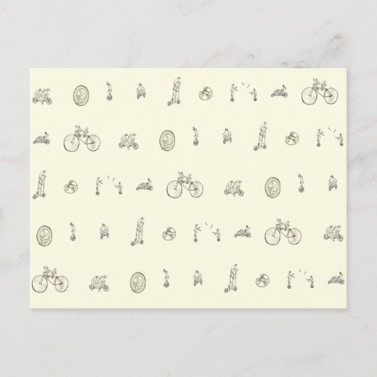 Funny Cyclists Riding Quirky Bicycles Tekening Art Briefkaart (Voorkant)