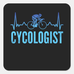 Funny Cycologist Heartbeat Cycling Gift Vierkante Sticker