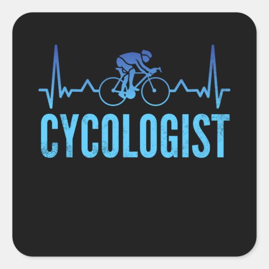 Funny Cycologist Heartbeat Cycling Gift Vierkante Sticker (Voorkant)