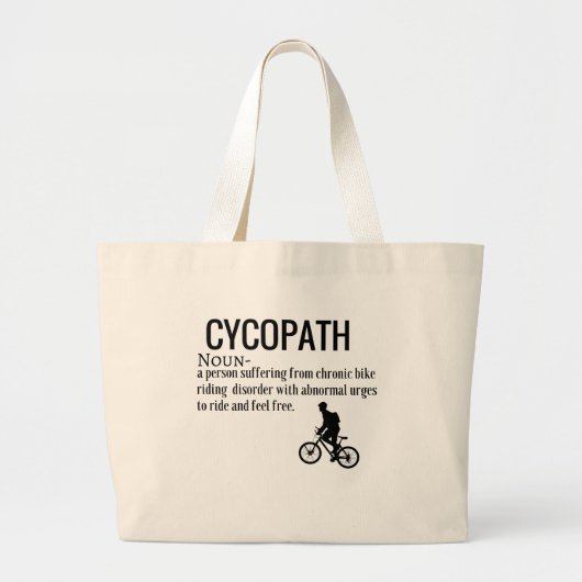 Funny Cycopath Noun Design Dictionary Definition Grote Tote Bag (Voorkant)