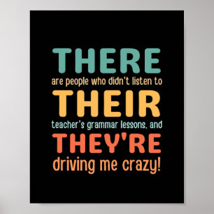 Funny Daar Hun Engelse Grammar Leraar Poster