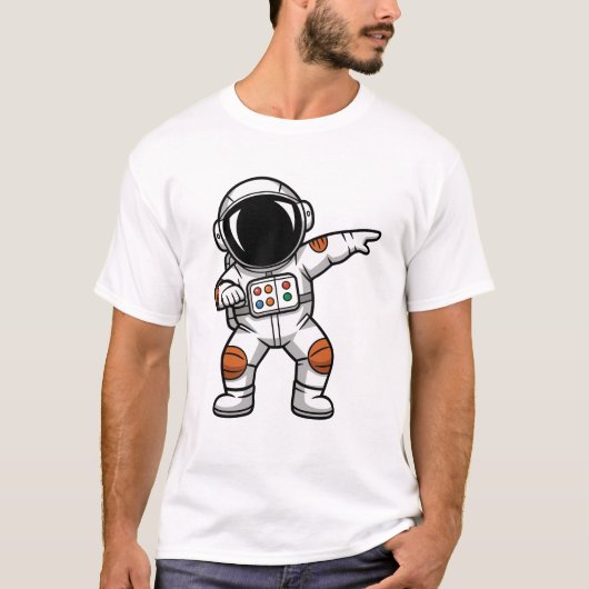 Funny Dabbing Astronaut – Cool Space Cartoon T-shirt (Voorkant)
