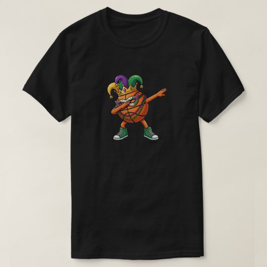 Funny Dabbing Basketball Ball Mardi Gras Jester  T-shirt (Design voorkant)