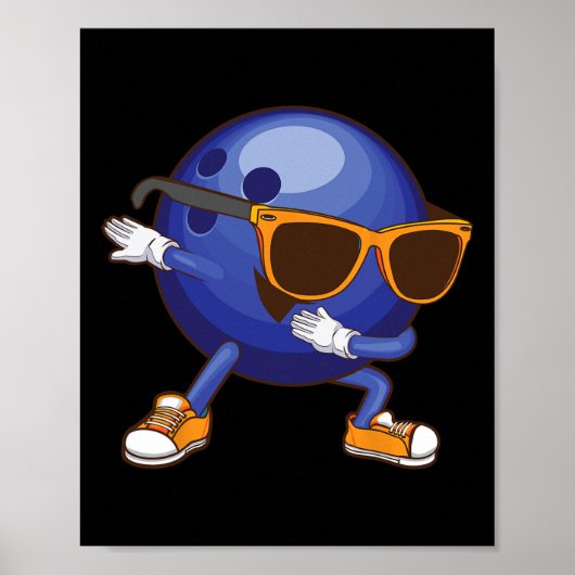 Funny Dabbing Bowling Gift for Bowler Dancer Kinde Poster (Voorkant)