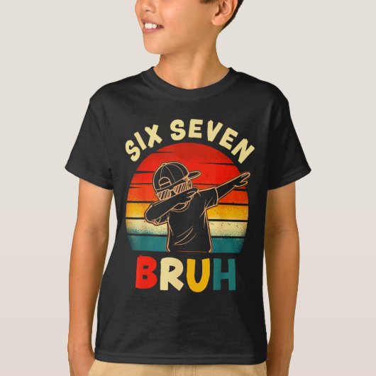 Funny Dabbing Boy Six Seven Bruh 67 Meme 6 7 Slang T-shirt (Voorkant)