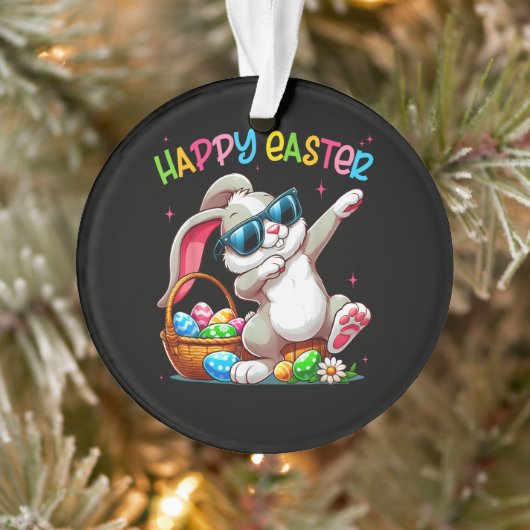 Funny Dabbing Bunny Easter Happy Easter Ornament (Boom)