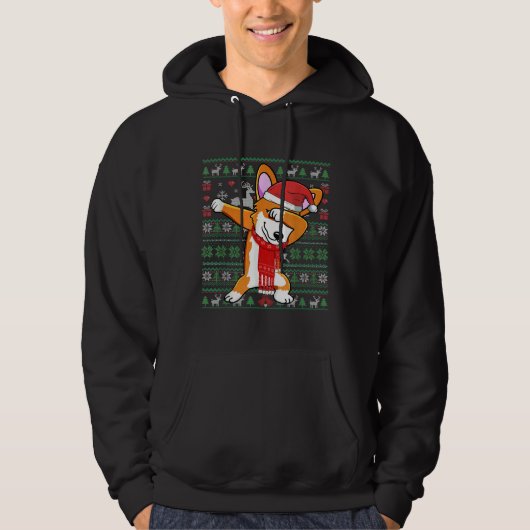 Funny Dabbing Corgi Ugly Xmas Sweater Kerstco (Voorkant)