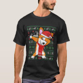 Funny Dabbing Corgi Ugly Xmas Sweater Kerstco T-shirt (Voorkant)