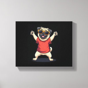 Funny Dabbing Dab Pug Dog Pets Dance Animal Puppy Canvas Afdruk