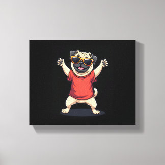 Funny Dabbing Dab Pug Dog Pets Dance Animal Puppy Canvas Afdruk