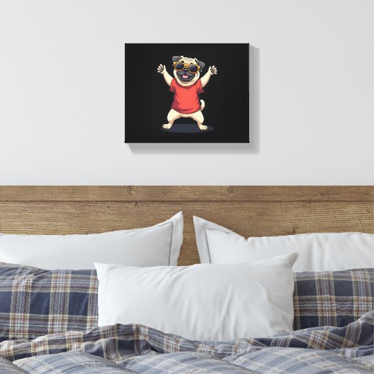 Funny Dabbing Dab Pug Dog Pets Dance Animal Puppy Canvas Afdruk (Insitu (Slaapkamer))