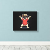 Funny Dabbing Dab Pug Dog Pets Dance Animal Puppy Canvas Afdruk (Insitu (Houten vloer))