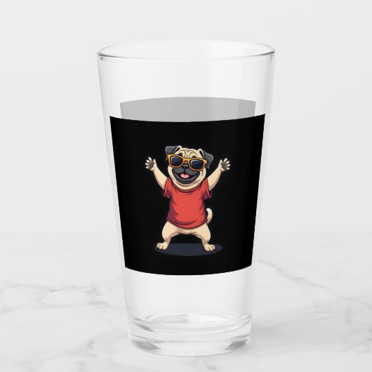 Funny Dabbing Dab Pug Dog Pets Dance Animal Puppy Glas (Voorkant)