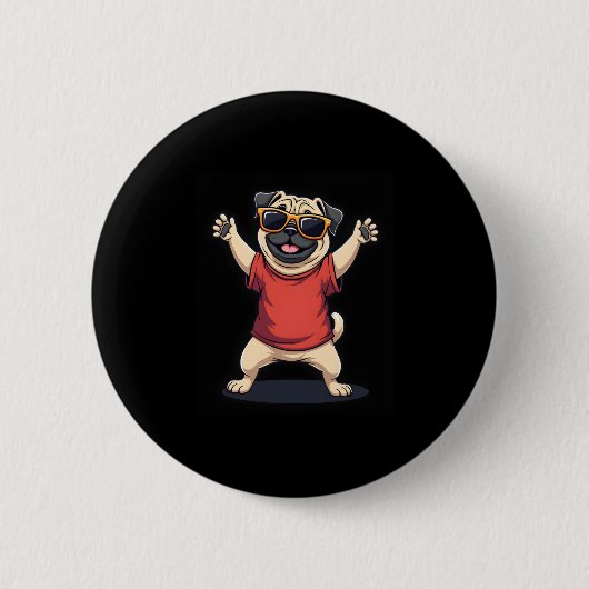 Funny Dabbing Dab Pug Dog Pets Dance Animal Puppy Ronde Button 5,7 Cm (Voorkant)