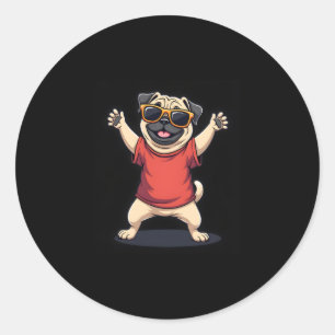 Funny Dabbing Dab Pug Dog Pets Dance Animal Puppy Ronde Sticker