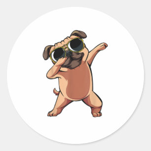 Funny Dabbing Dab Pug Dog Pets Dance Animal Puppy Ronde Sticker