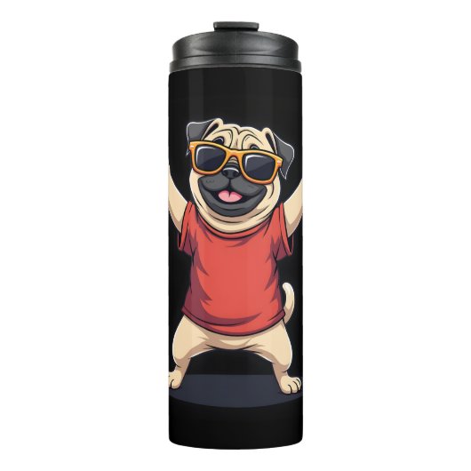 Funny Dabbing Dab Pug Dog Pets Dance Animal Puppy Thermosbeker (Voorkant)
