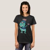 Funny Dabbing Dinosaur 4th July Amerisaurus T Rex T-shirt (Voorkant volledig)