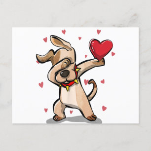 Funny Dabbing Dog Heart Valentijnsdag Gift Boys Briefkaart