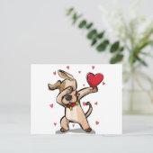 Funny Dabbing Dog Heart Valentijnsdag Gift Boys Briefkaart (Staand voorkant)
