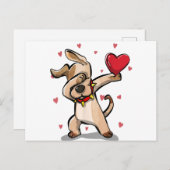Funny Dabbing Dog Heart Valentijnsdag Gift Boys Briefkaart (Voorkant / Achterkant)