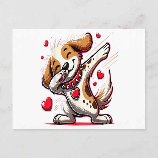 Funny Dabbing Dog Heart Valentijnsdag Gifts Boys Briefkaart (Voorkant)