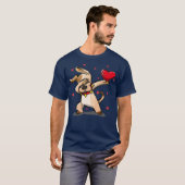 Funny Dabbing Dog Heart Valentines Day Gift Boys T-shirt (Voorkant volledig)