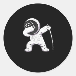 Funny dabbing fencing sport fencer dans fencer ronde sticker