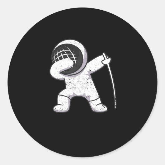 Funny dabbing fencing sport fencer dans fencer ronde sticker (Voorkant)